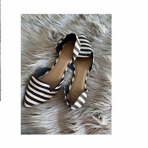 Navy and White Striped Flats